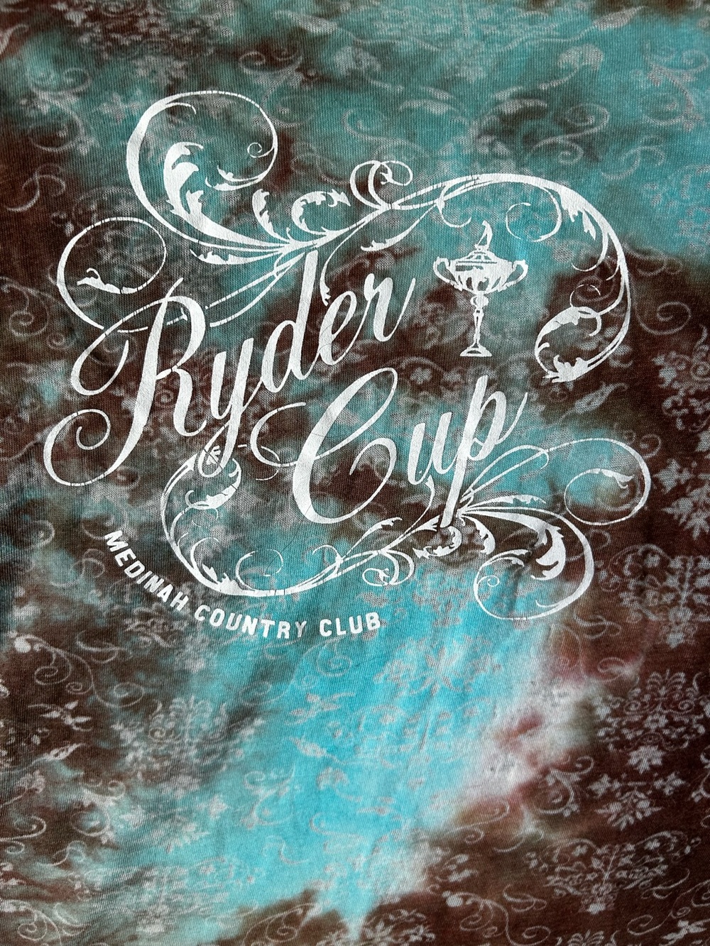 Ryder Cup Medinah Country Club Graphic Tee - Teal & Brown Tye dye